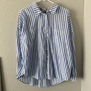 ZARA Blue striped long sleeve/blouse